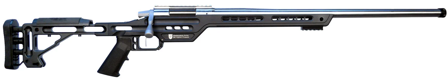 MasterPiece Arms 308PMRRHBLKPBA PMR 308 Win 10+1 24″ Stainless Steel Polished Black Aluminum Black V-Bedded BA Hybrid Chassis Stock Right Hand