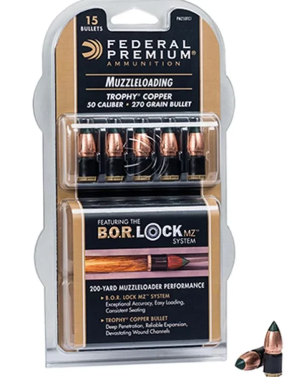 Federal Premium Trophy Copper Muzzleloader Bullets .50 cal 270 gr Poly Tip  15/box